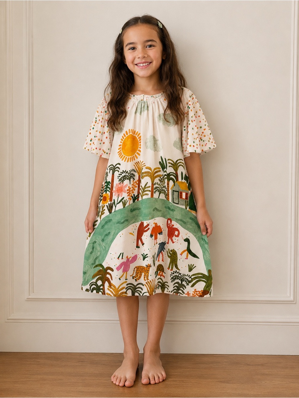 Farm Rio Fabula Jungle Print Girls Dress Size 8 years